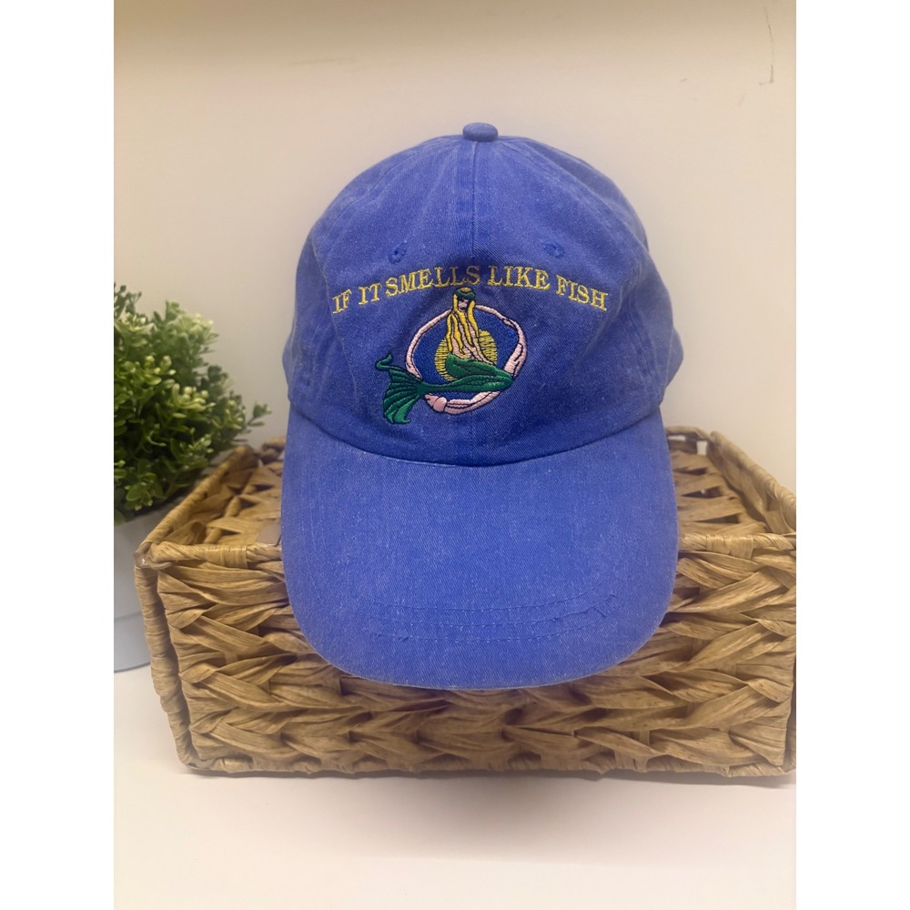 Funny Green House St Maarten Mermaid Fish Hat Blue Toppers Islander Dad Cap